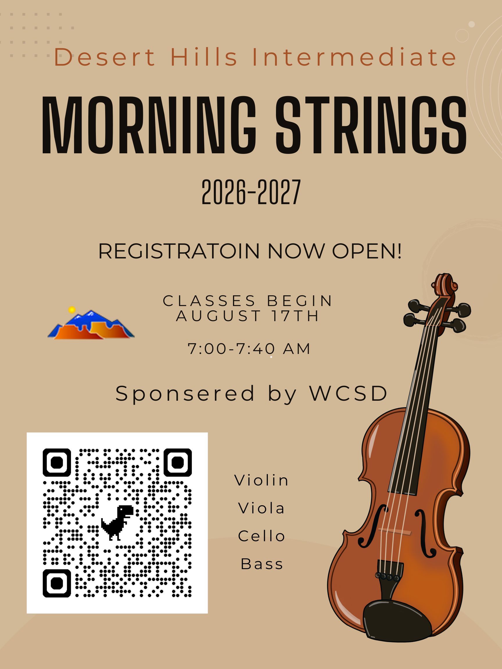 Early morning Strings QR code Desert Hills Intermediate