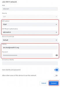 Pick EAP Method and type name and password.