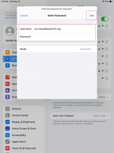 Enter your username and password to connect.