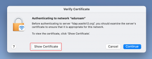 Click the Show Certificate button to verify.
